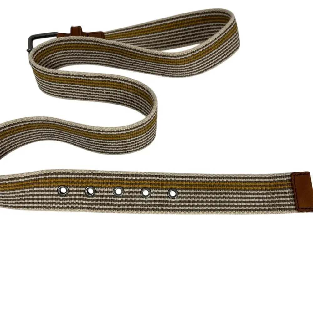 FAT FACE Woven Belt with Bronze-Tone Metal Buckle Preppy Size Large 37-41 Inches